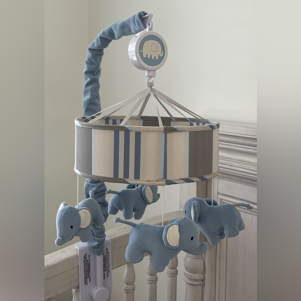 Blue, Grey, & White Elephant Mobile for Nursey